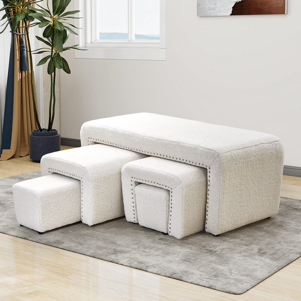 Modular Teddy Fabric Combination Stool Set Living and Home 