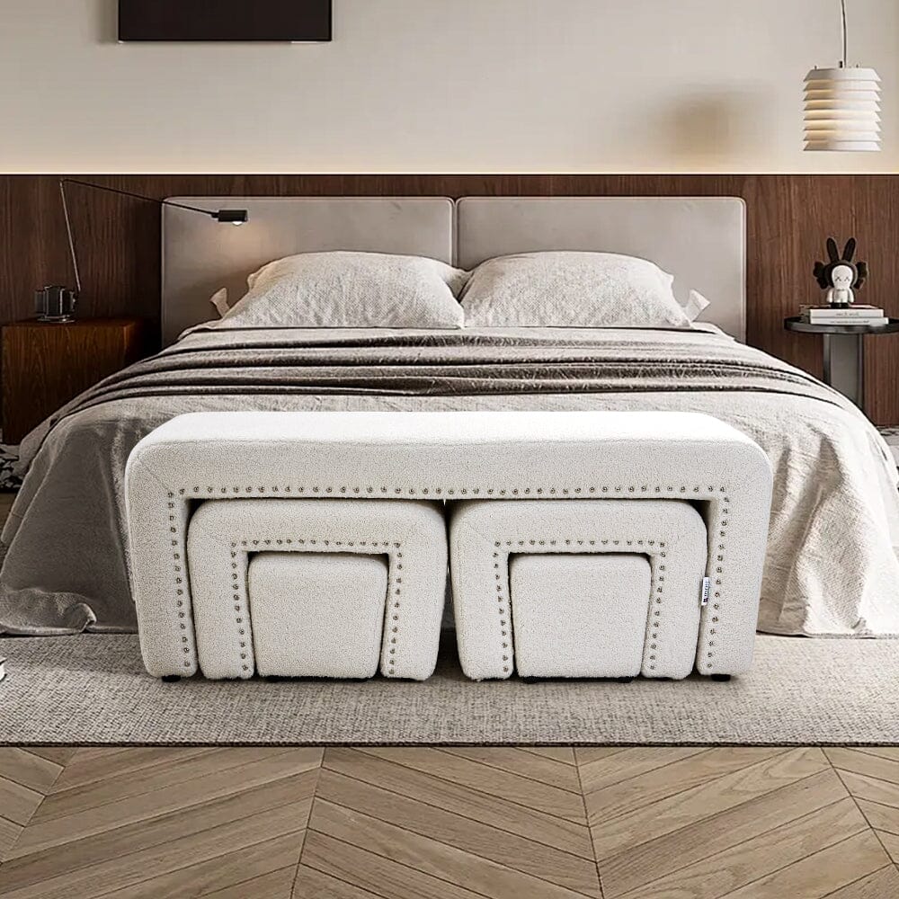 Modular Teddy Fabric Combination Stool Set Living and Home 