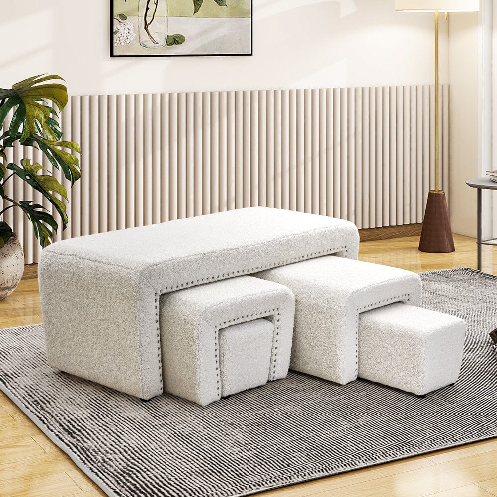 Modular Teddy Fabric Combination Stool Set Living and Home 