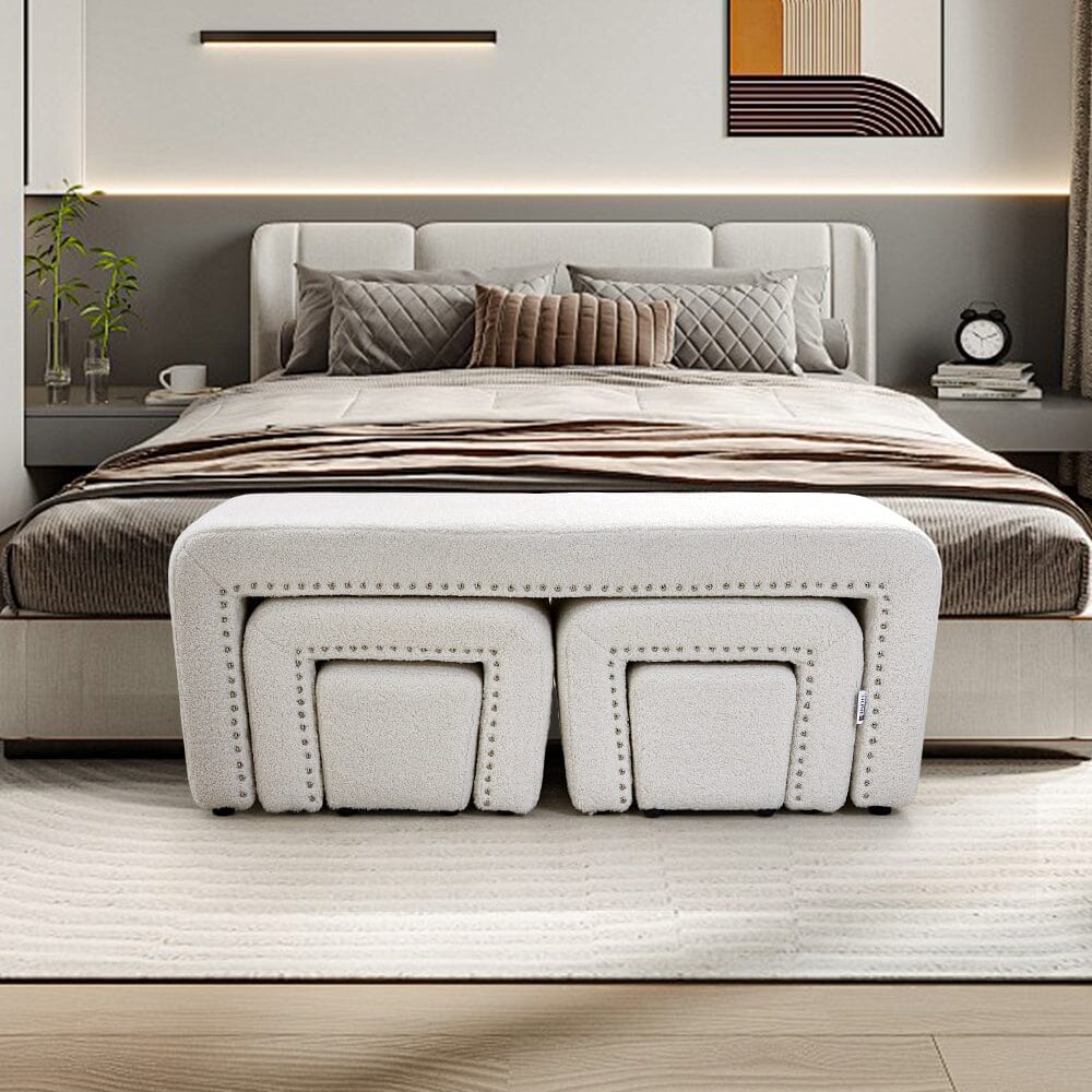 Modular Teddy Fabric Combination Stool Set Living and Home 