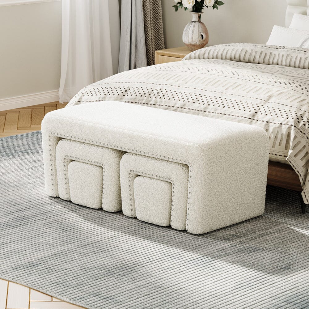 Modular Teddy Fabric Combination Stool Set Living and Home 