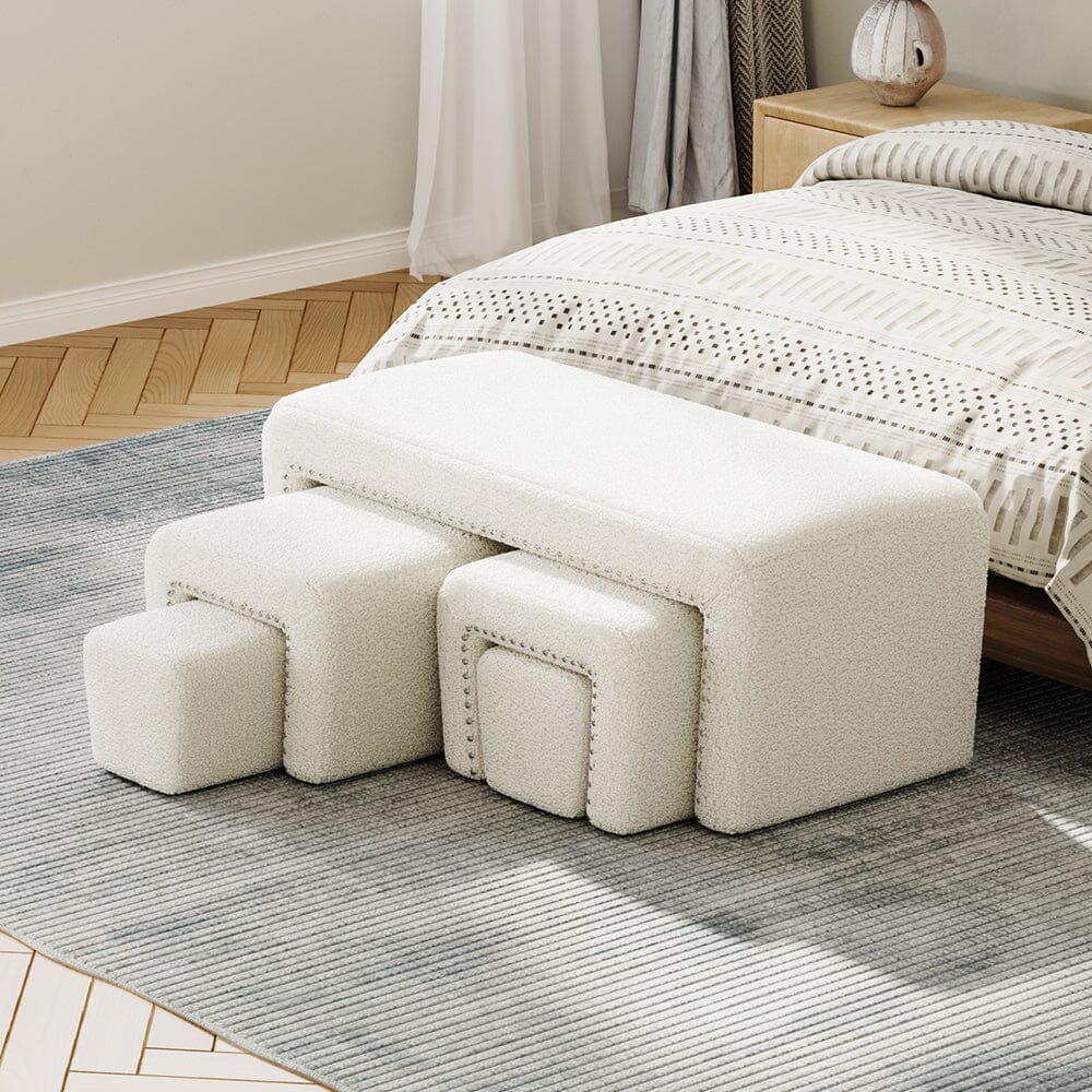 Modular Teddy Fabric Combination Stool Set Living and Home 