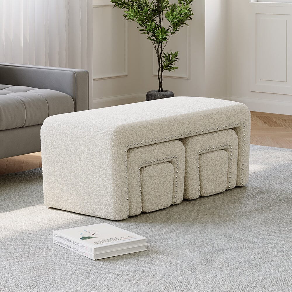 Modular Teddy Fabric Combination Stool Set Living and Home 