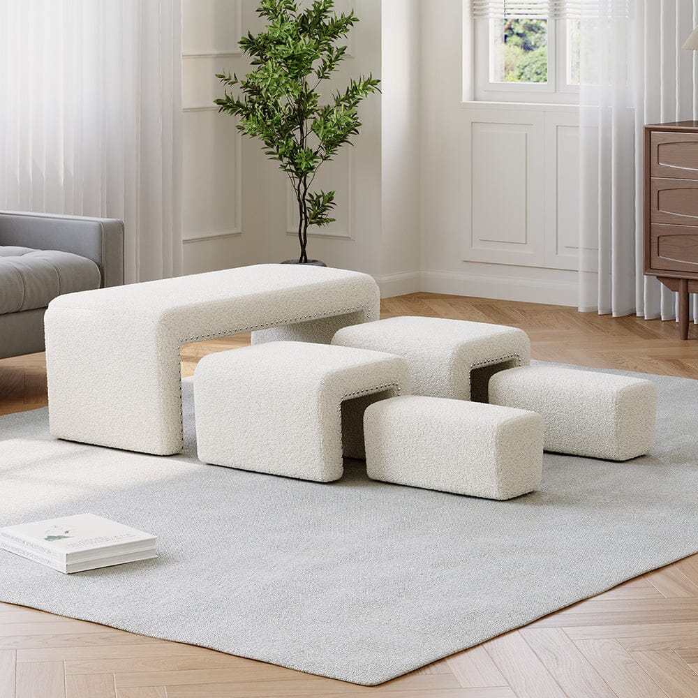 Modular Teddy Fabric Combination Stool Set Living and Home 