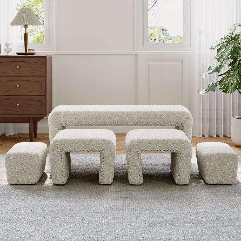 Modular Teddy Fabric Combination Stool Set Living and Home 