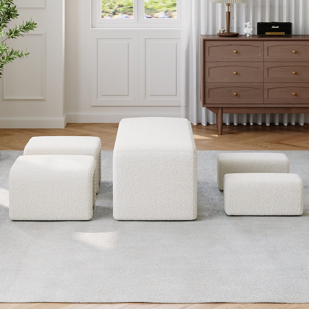 Modular Teddy Fabric Combination Stool Set Living and Home 