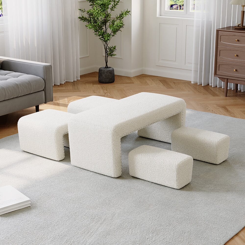 Modular Teddy Fabric Combination Stool Set Living and Home 