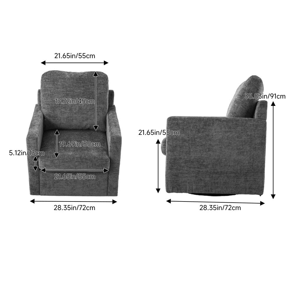 Swivel Accent Chair Grey Chenille 360 Rotation Detachable Design Living and Home 