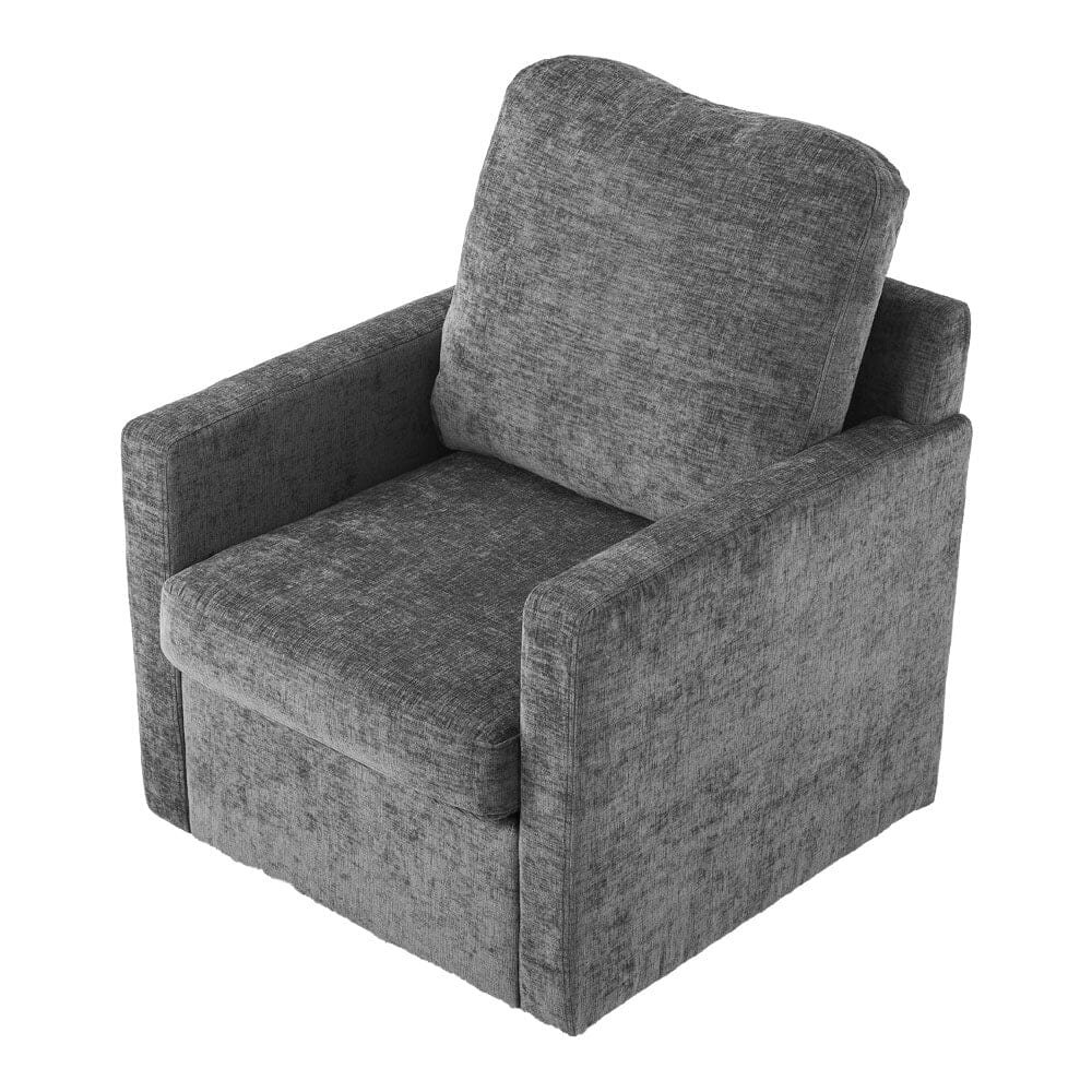 Swivel Accent Chair Grey Chenille 360 Rotation Detachable Design Living and Home 