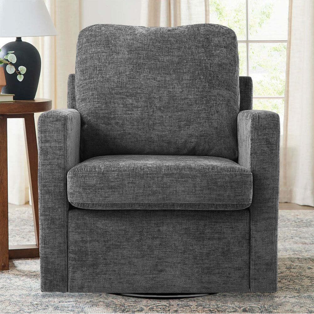 Swivel Accent Chair Grey Chenille 360 Rotation Detachable Design Living and Home 