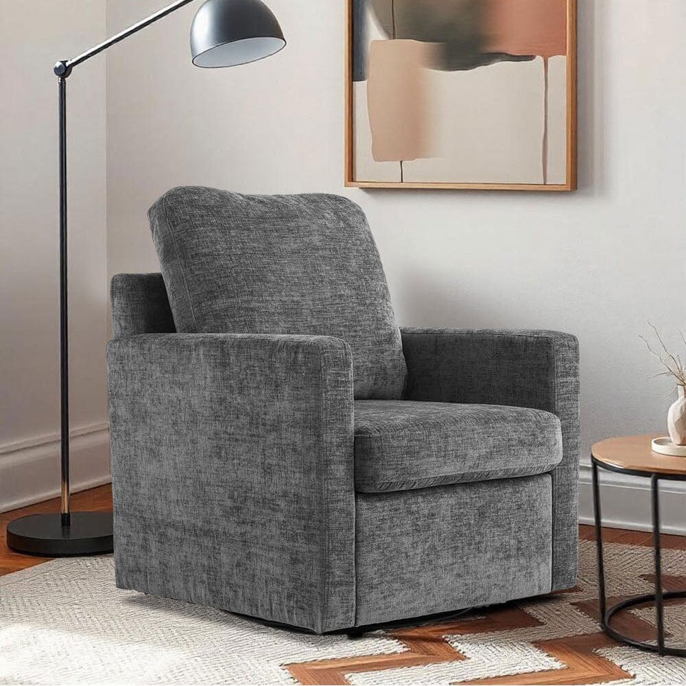 Swivel Accent Chair Grey Chenille 360 Rotation Detachable Design Living and Home 