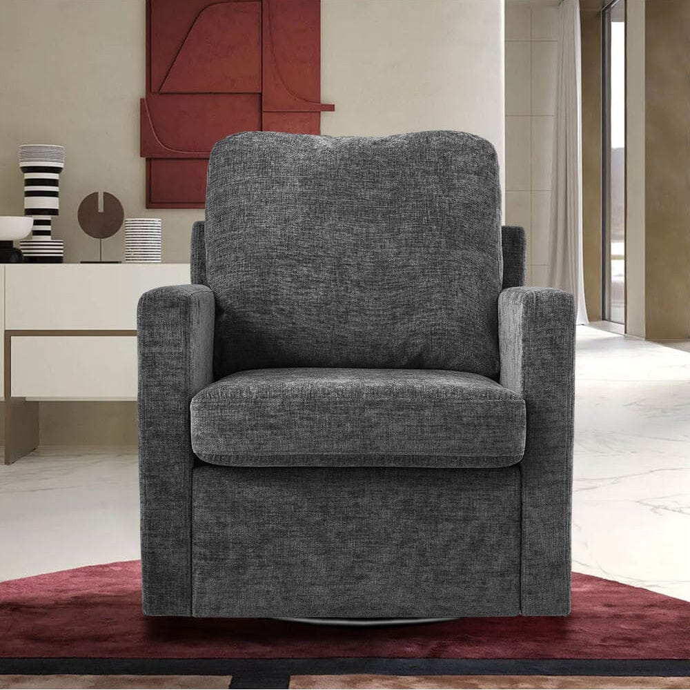 Swivel Accent Chair Grey Chenille 360 Rotation Detachable Design Living and Home 