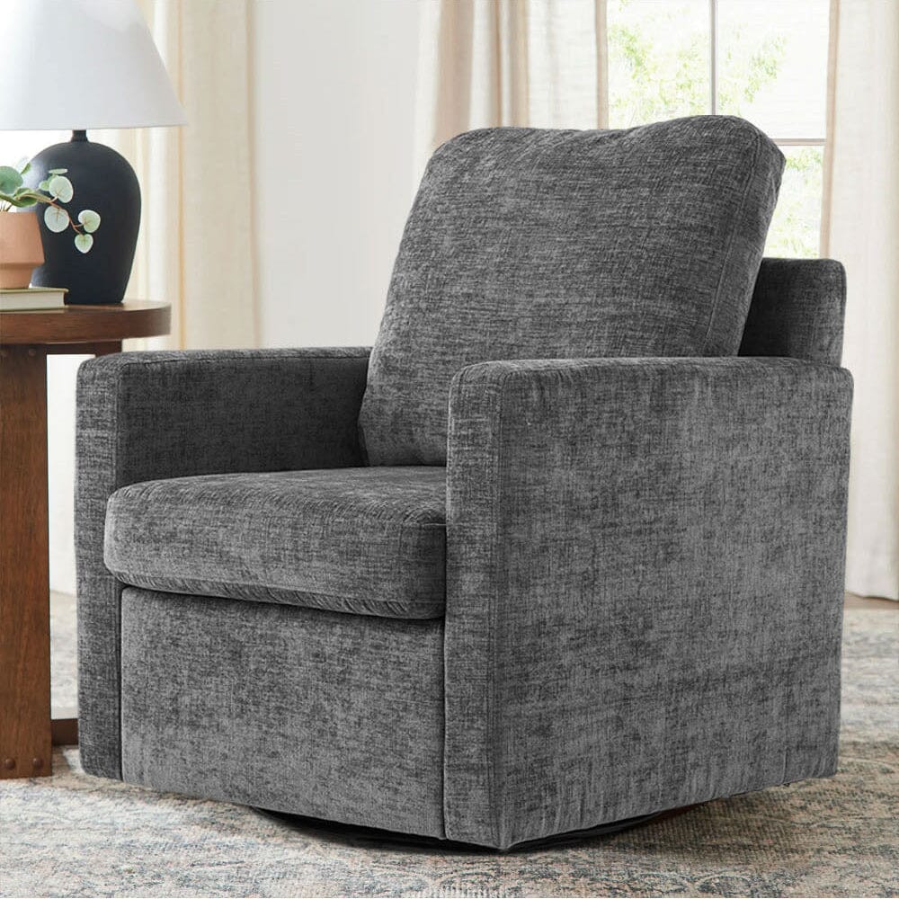 Swivel Accent Chair Grey Chenille 360 Rotation Detachable Design Living and Home 