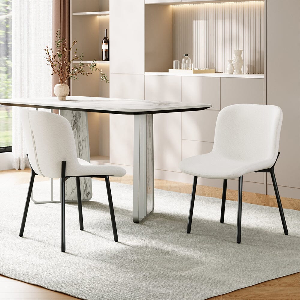 Modern Teddy Fabric Dining Chair with Black Metal Legs Living and Home 