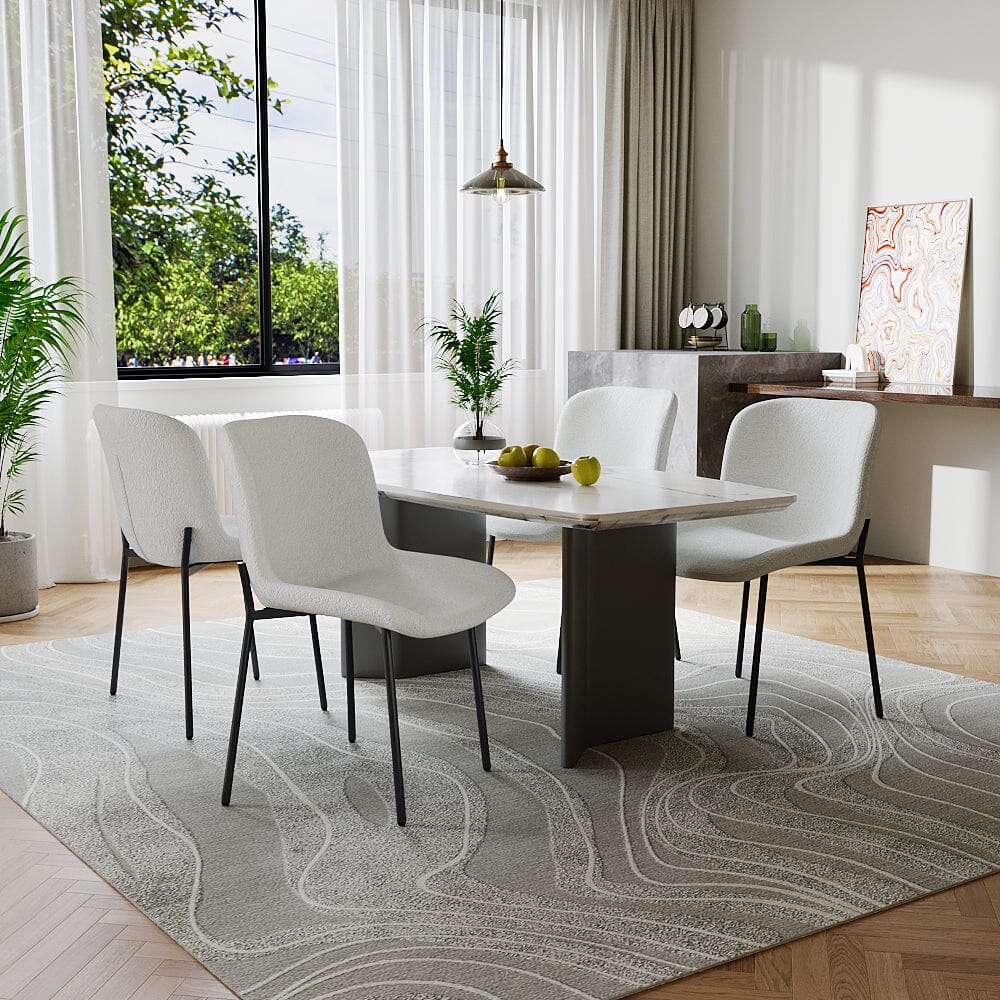 Modern Teddy Fabric Dining Chair with Black Metal Legs Living and Home 