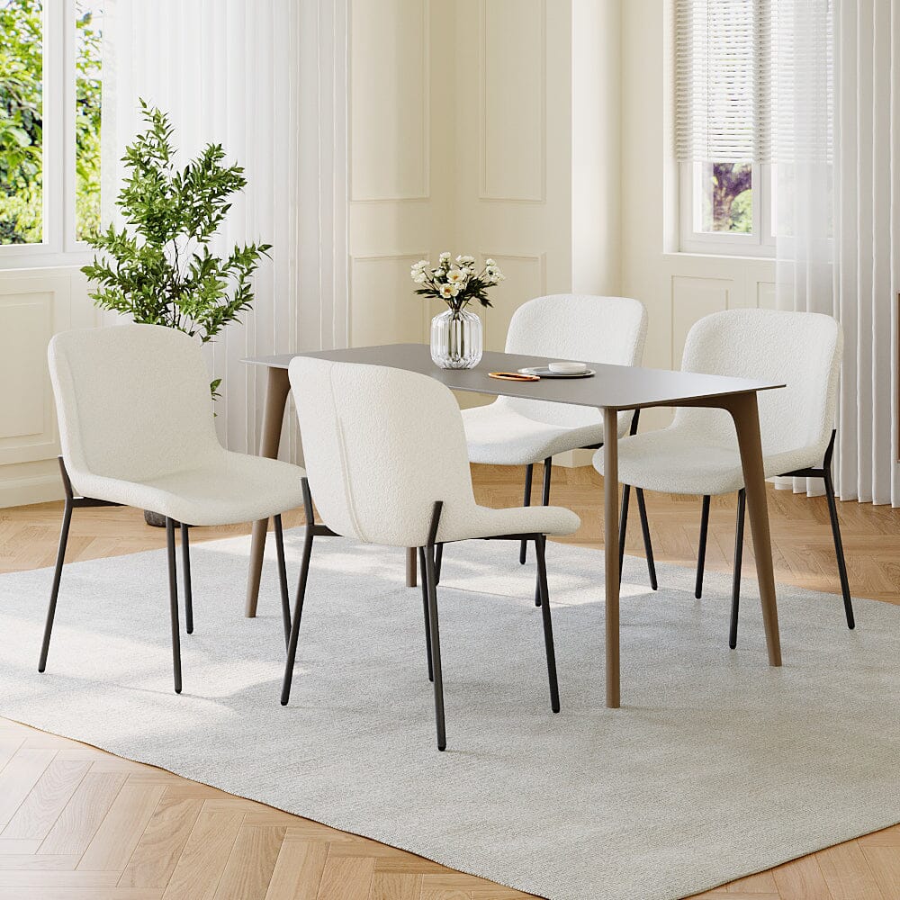 Modern Teddy Fabric Dining Chair with Black Metal Legs Living and Home 