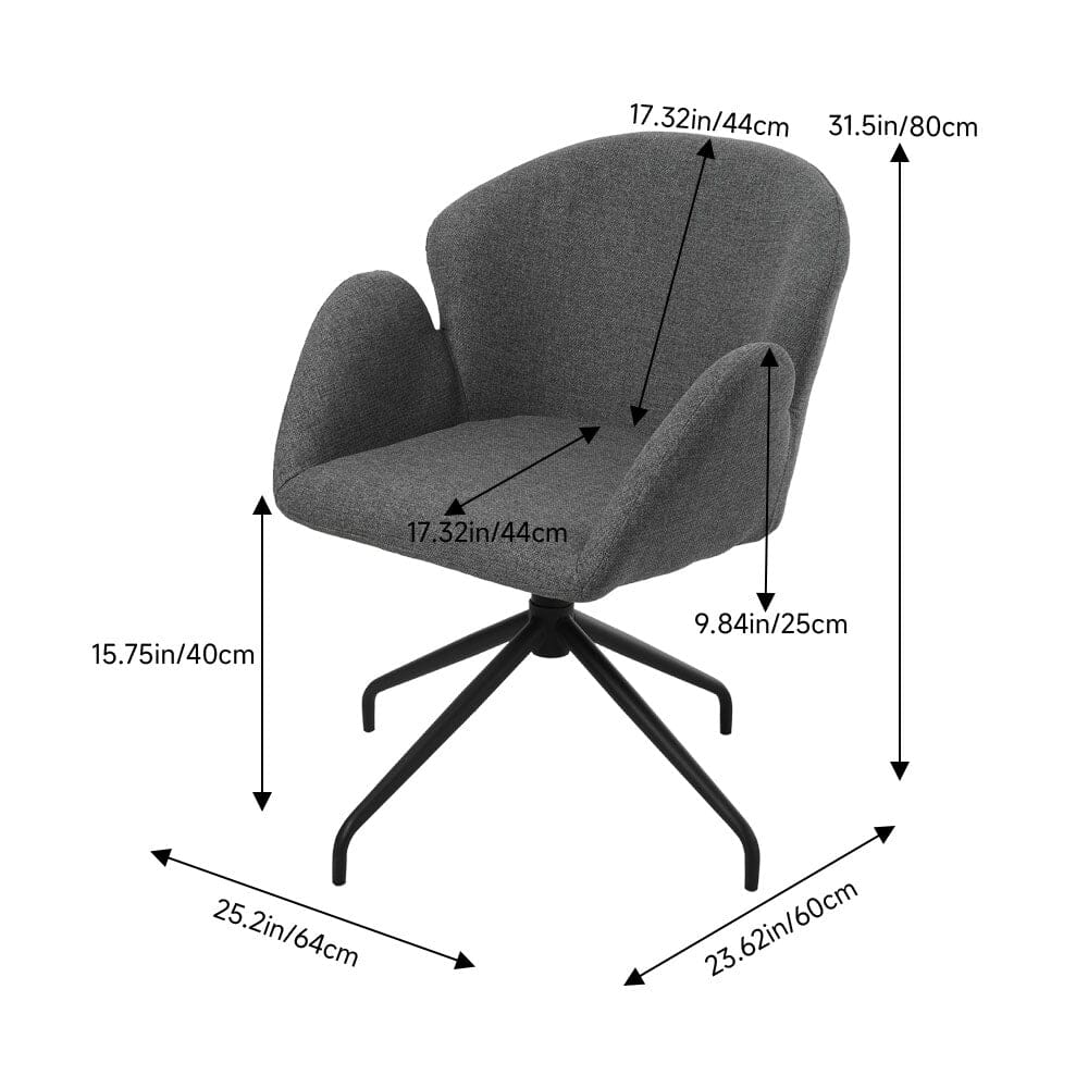 Modern Swivel Accent Chair – Grey Linen Fabric Living and Home 