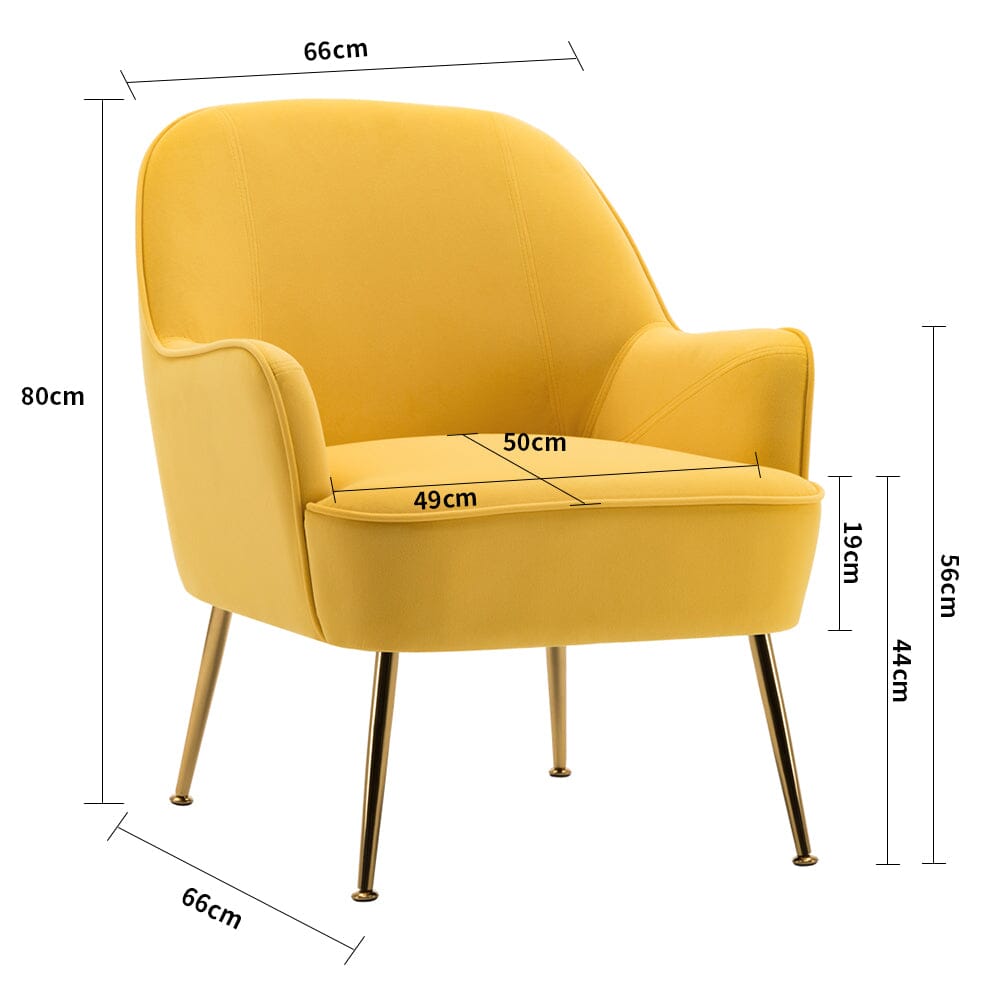 Retro Glam Accent Chair Mustard Yellow Velvet with Gold Legs Living and Home 