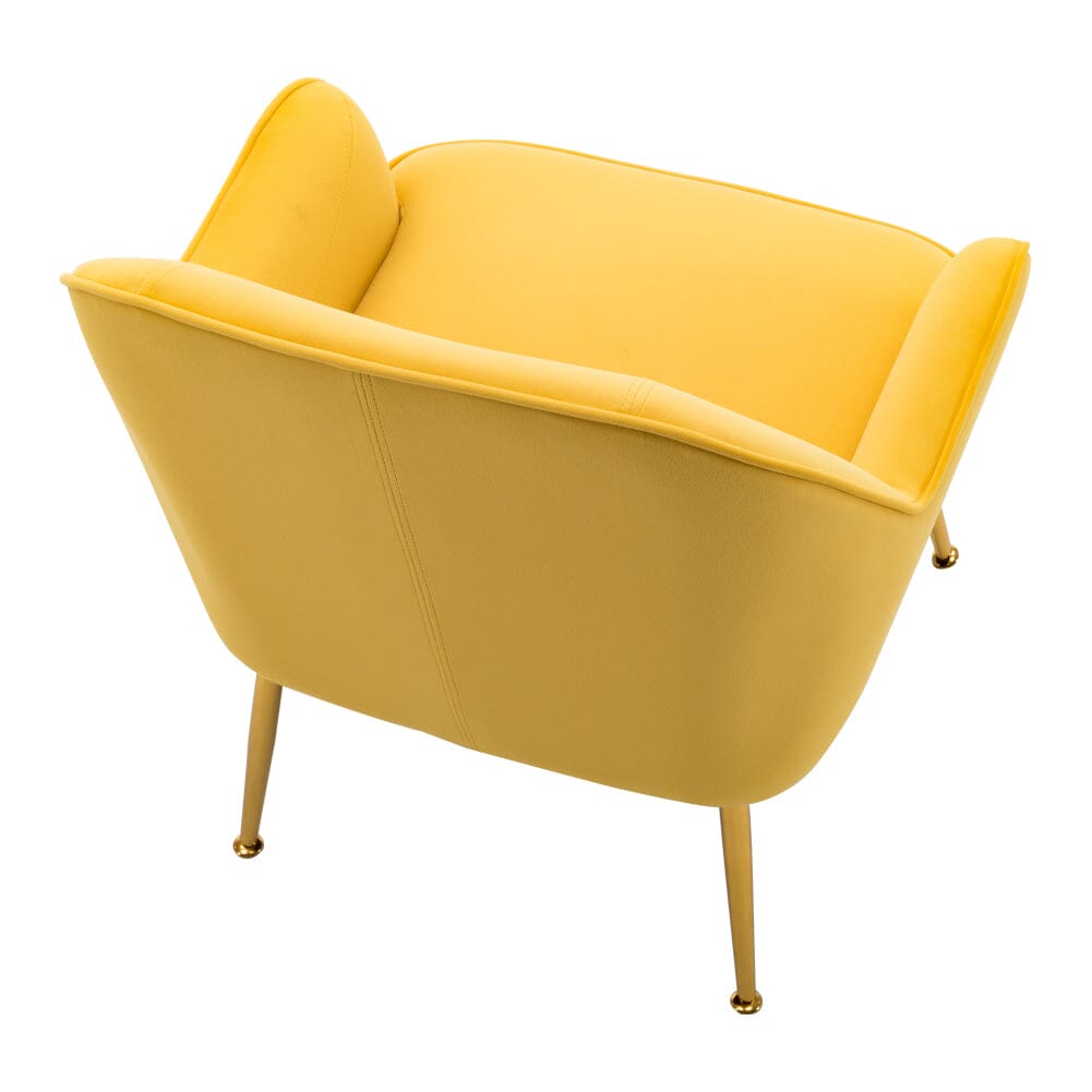 Retro Glam Accent Chair Mustard Yellow Velvet with Gold Legs Living and Home 