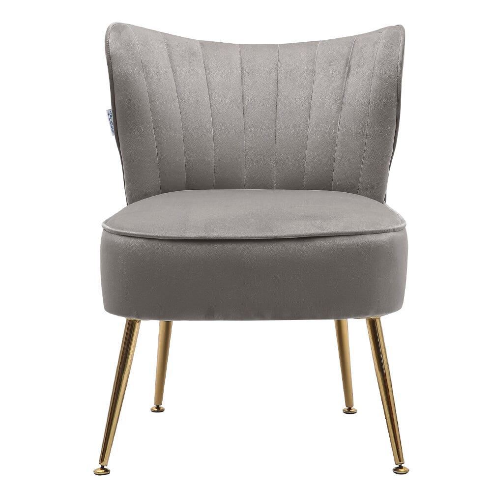 Modern Leisure Accent Chair Grey Velvet with Gold Legs Living and Home 