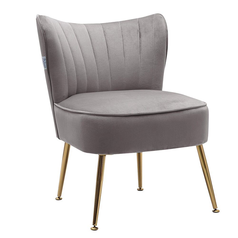 Modern Leisure Accent Chair Grey Velvet with Gold Legs Living and Home 