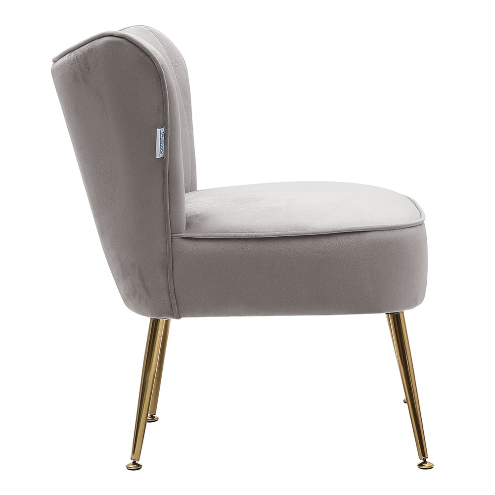 Modern Leisure Accent Chair Grey Velvet with Gold Legs Living and Home 