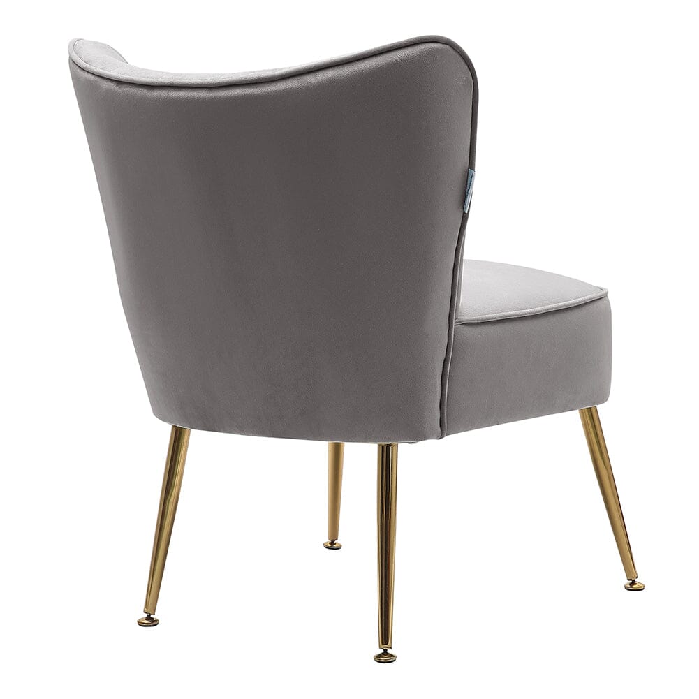 Modern Leisure Accent Chair Grey Velvet with Gold Legs Living and Home 