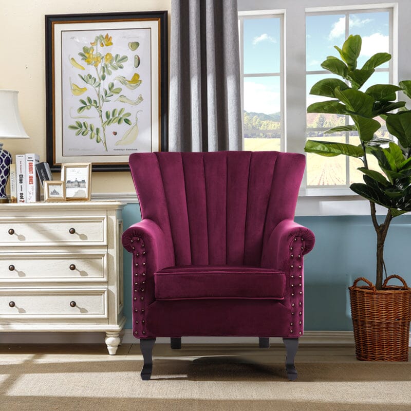 Luxurious Button Armchair with Toss Pillow Armchair Living and Home Red 1 Unit 