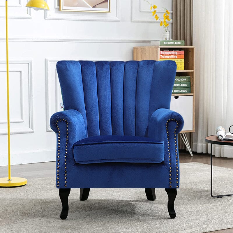 Accent Chair Velvet Curved Legs Studded Detail Living and Home 