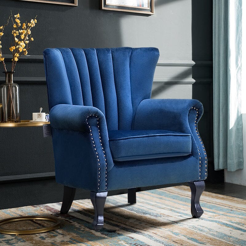 Accent Chair Velvet Curved Legs Studded Detail Living and Home 
