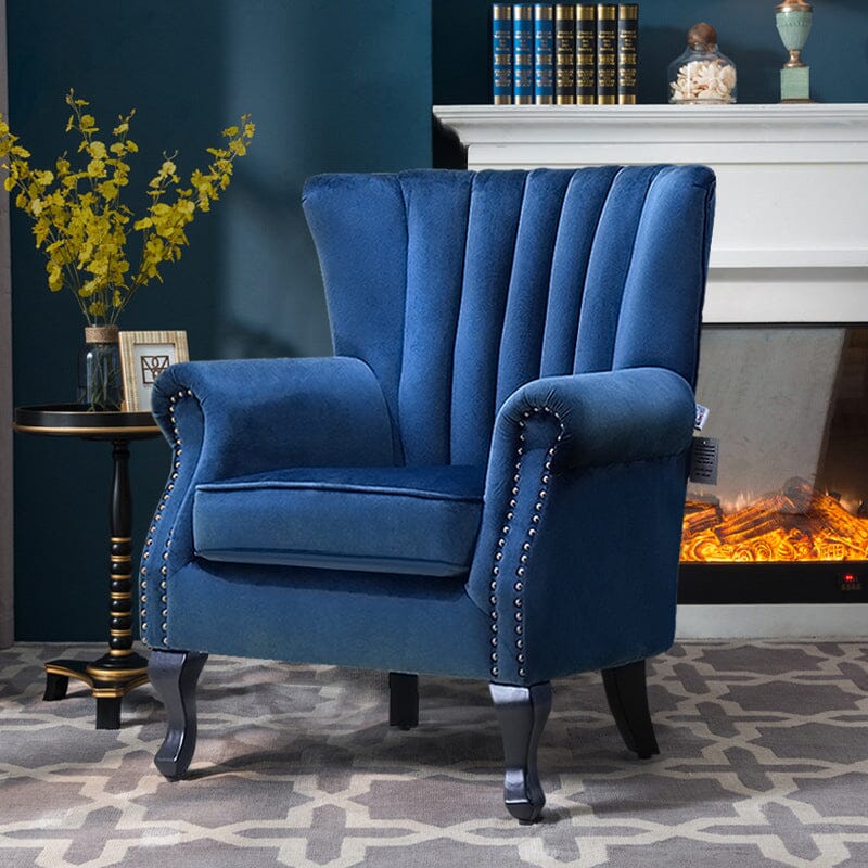 Accent Chair Velvet Curved Legs Studded Detail Living and Home 