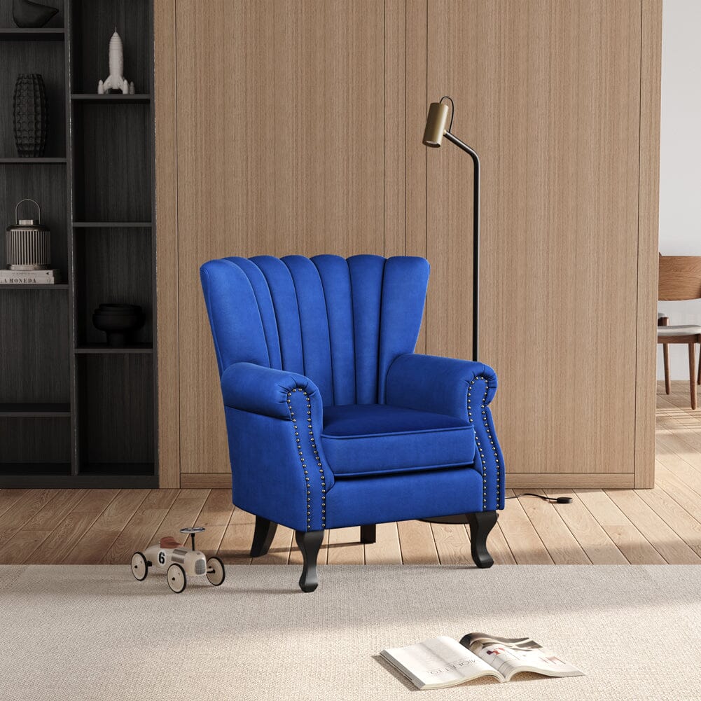 Accent Chair Velvet Curved Legs Studded Detail Living and Home 