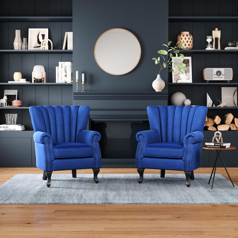Accent Chair Velvet Curved Legs Studded Detail Living and Home 