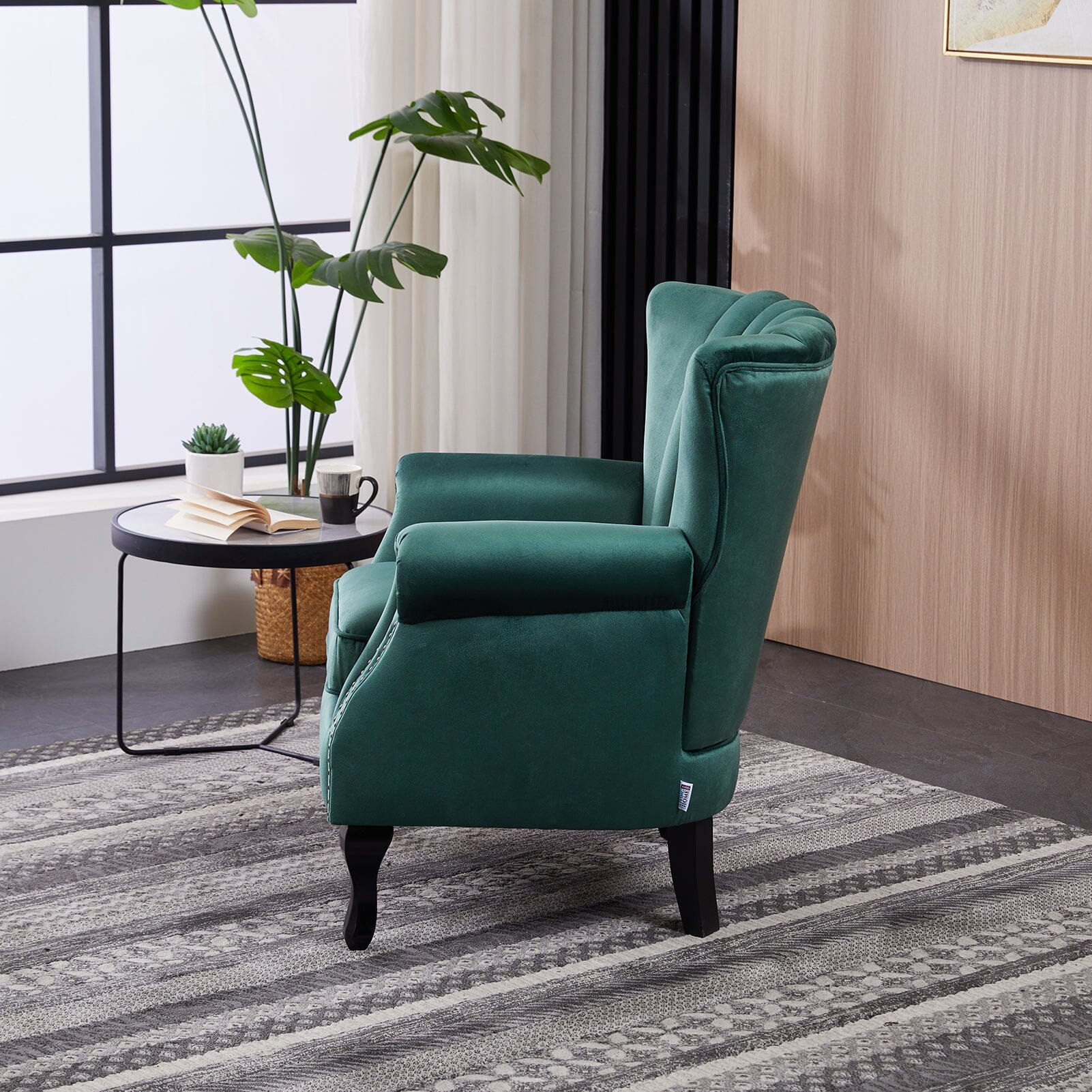 Accent Chair Velvet Curved Legs Studded Detail Living and Home 