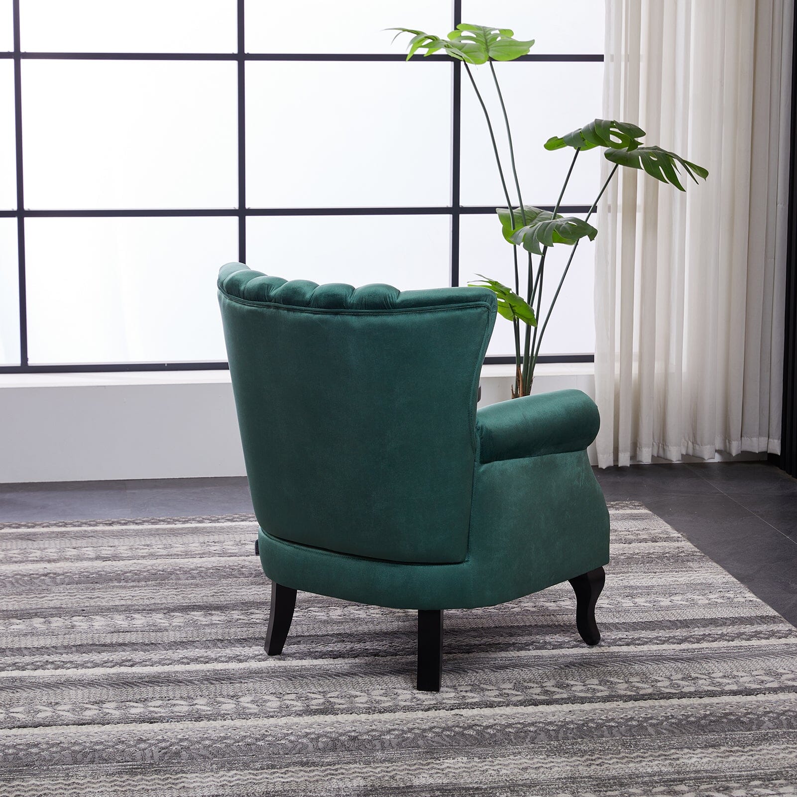 Accent Chair Velvet Curved Legs Studded Detail Living and Home 