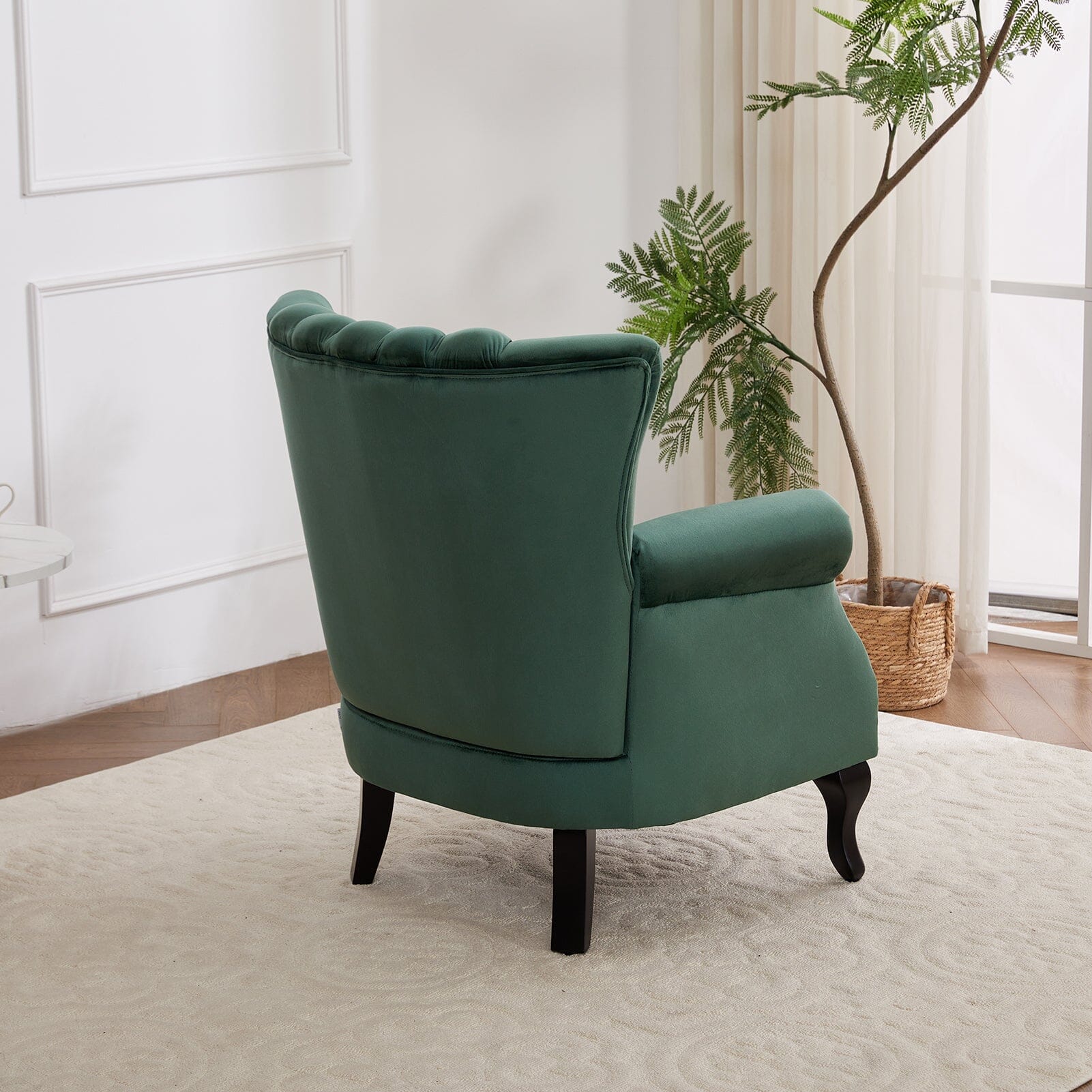 Accent Chair Velvet Curved Legs Studded Detail Living and Home 