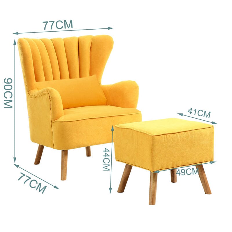 Modern Wingback Accent Chair with Ottoman and Pillow Living and Home 
