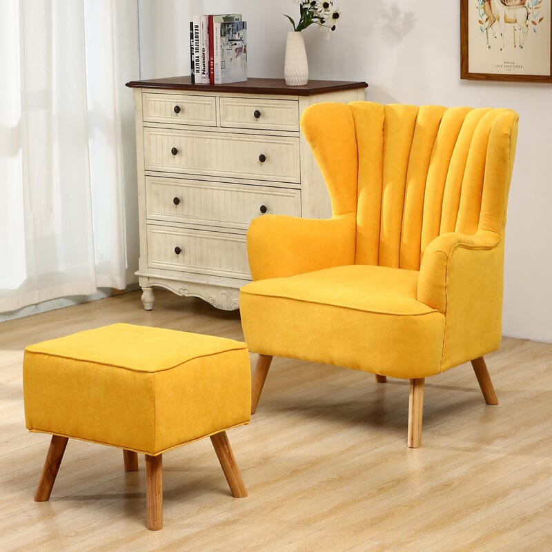 Modern Wingback Accent Chair with Ottoman and Pillow Living and Home 