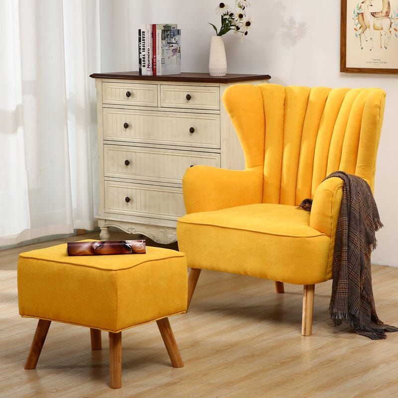 Modern Wingback Accent Chair with Ottoman and Pillow Living and Home 