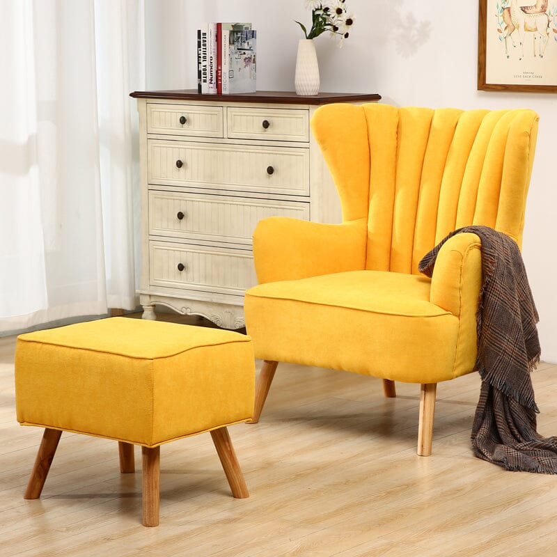 Modern Wingback Accent Chair with Ottoman and Pillow Living and Home 