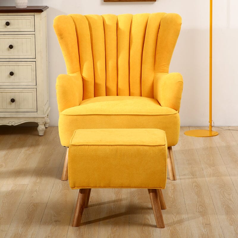 Modern Wingback Accent Chair with Ottoman and Pillow Living and Home 