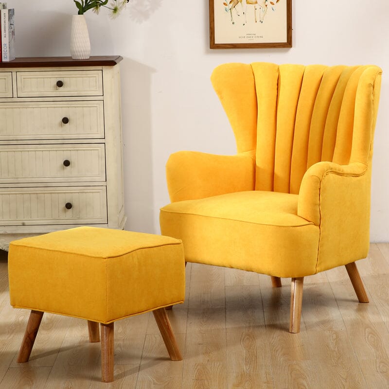Modern Wingback Accent Chair with Ottoman and Pillow Living and Home 