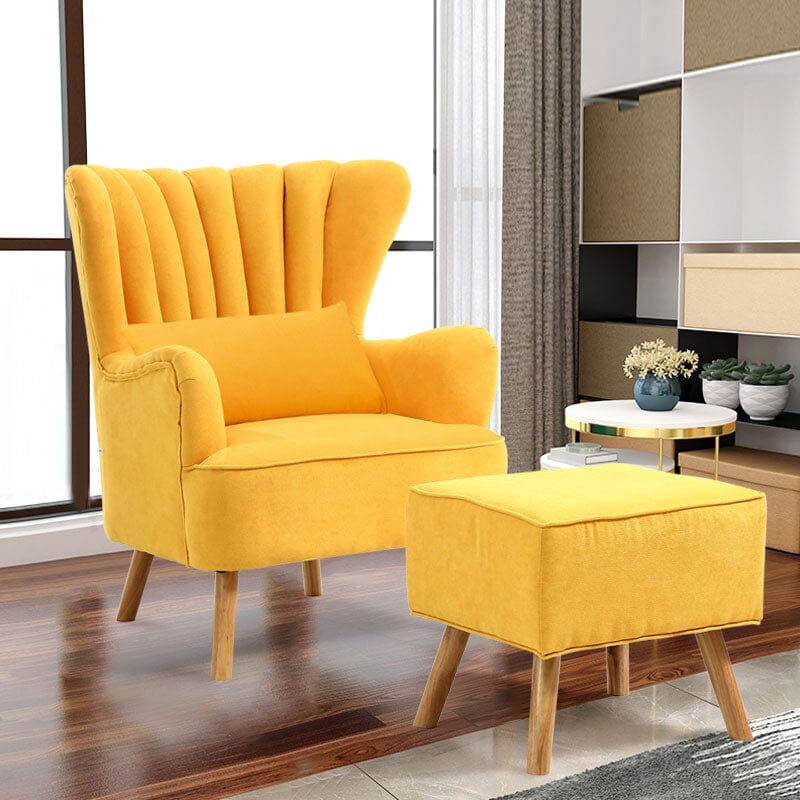 Modern Wingback Accent Chair with Ottoman and Pillow Living and Home 