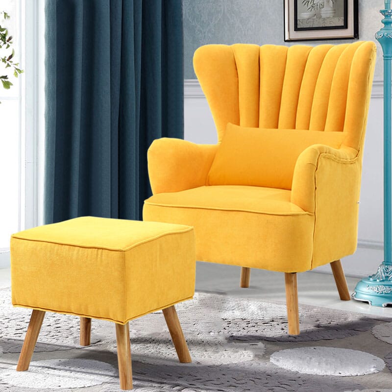 Modern Wingback Accent Chair with Ottoman and Pillow Living and Home 