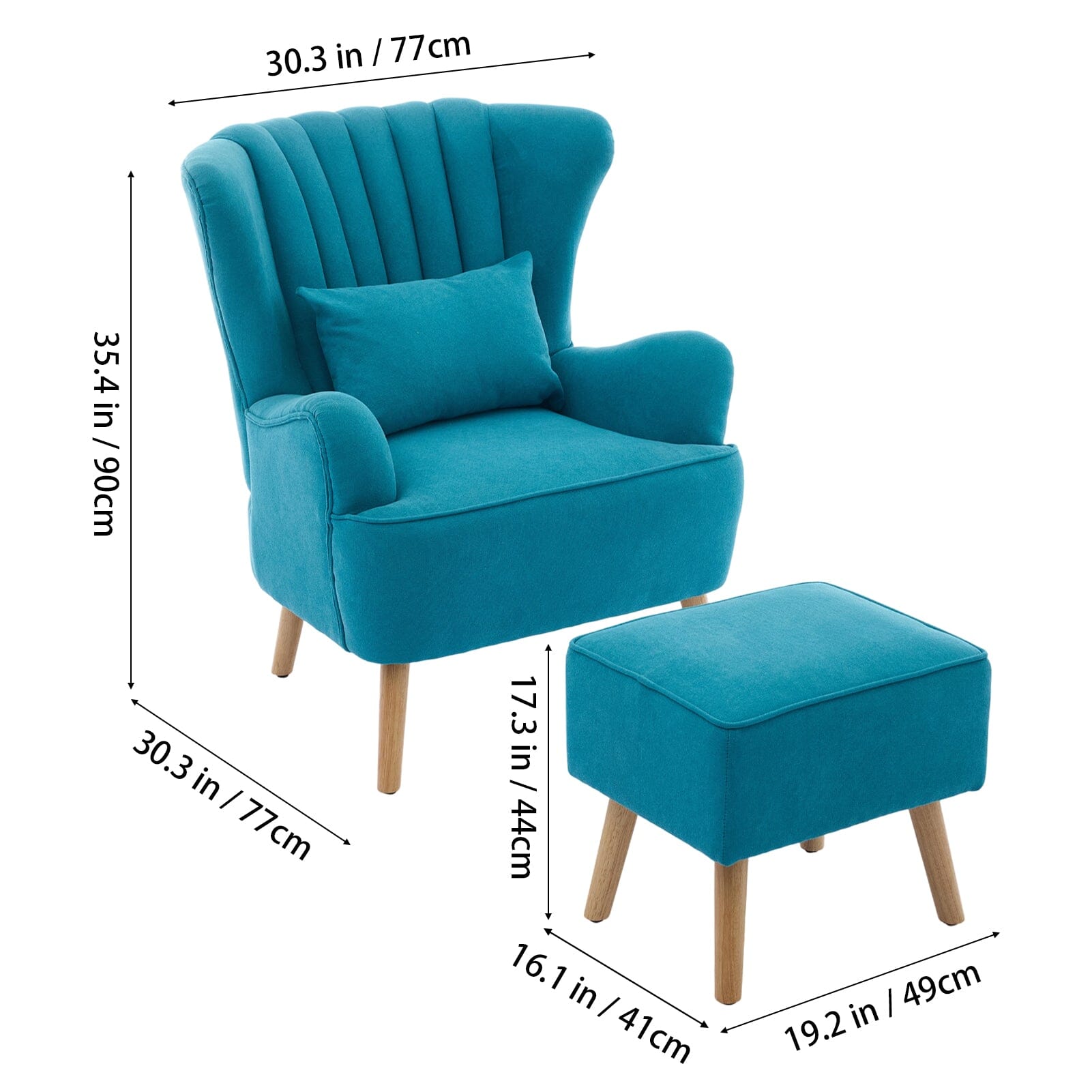 Modern Wingback Accent Chair with Ottoman and Pillow Living and Home 