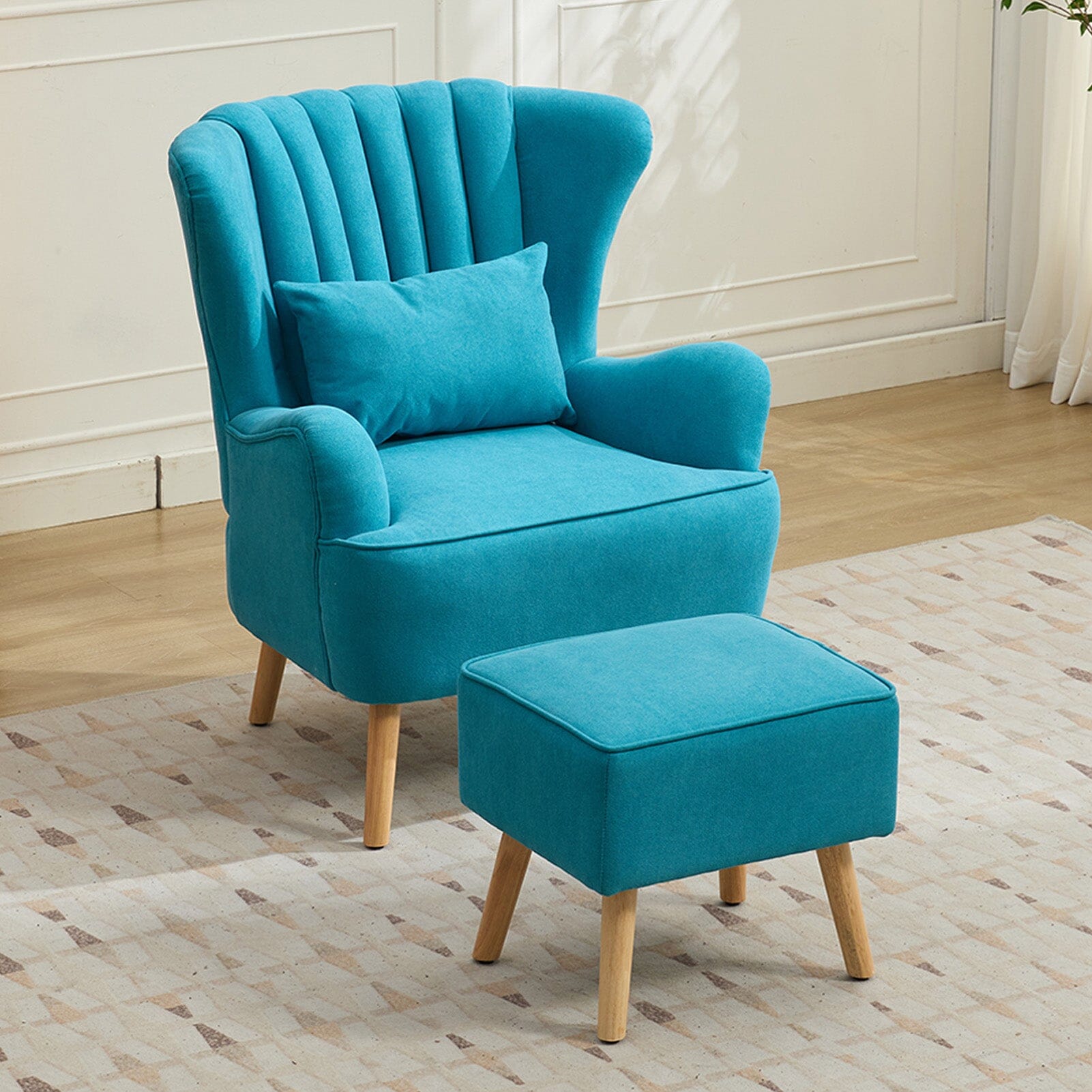 Modern Wingback Accent Chair with Ottoman and Pillow Living and Home 