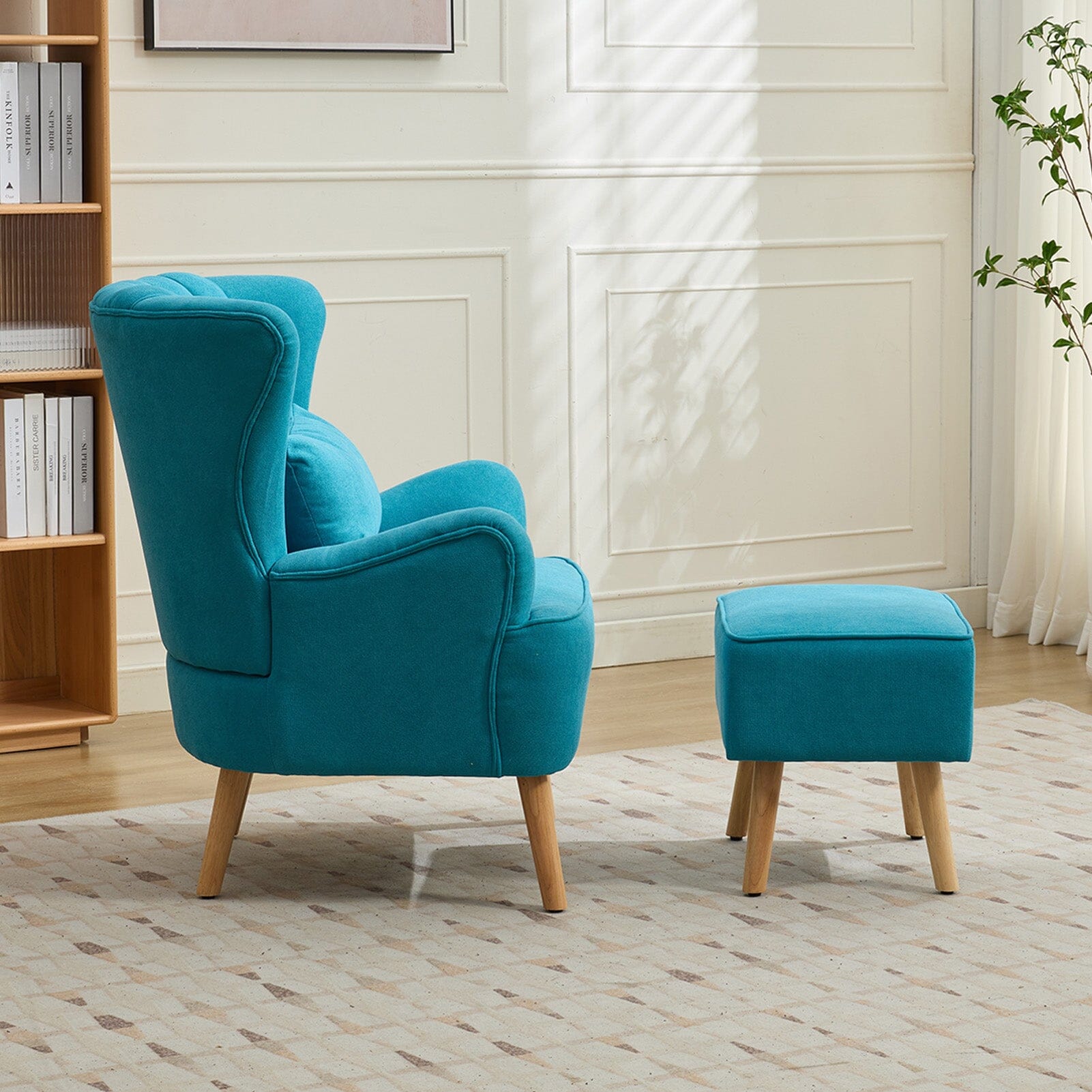 Modern Wingback Accent Chair with Ottoman and Pillow Living and Home 