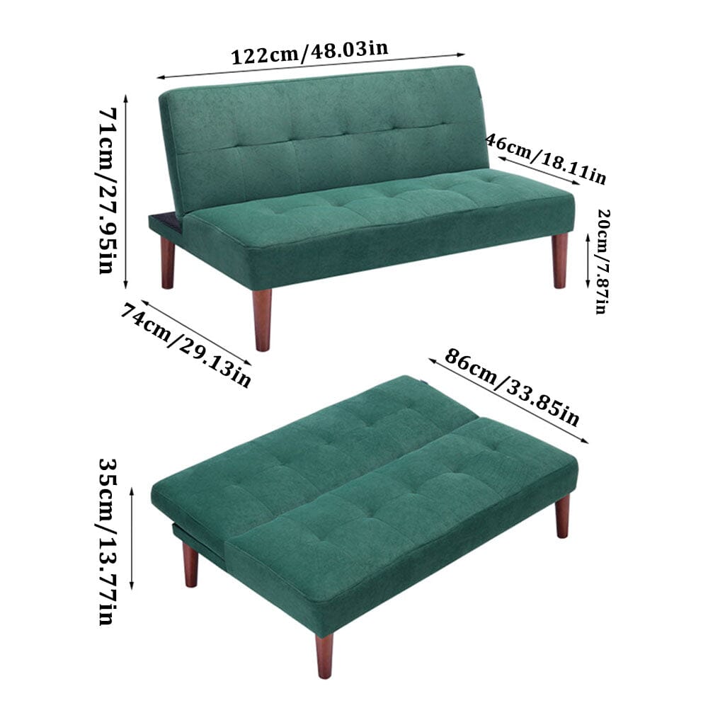 Small Modern 2-Seater Padded Convertible Sofa Bed with Wooden Legs Sofa Beds Living and Home 