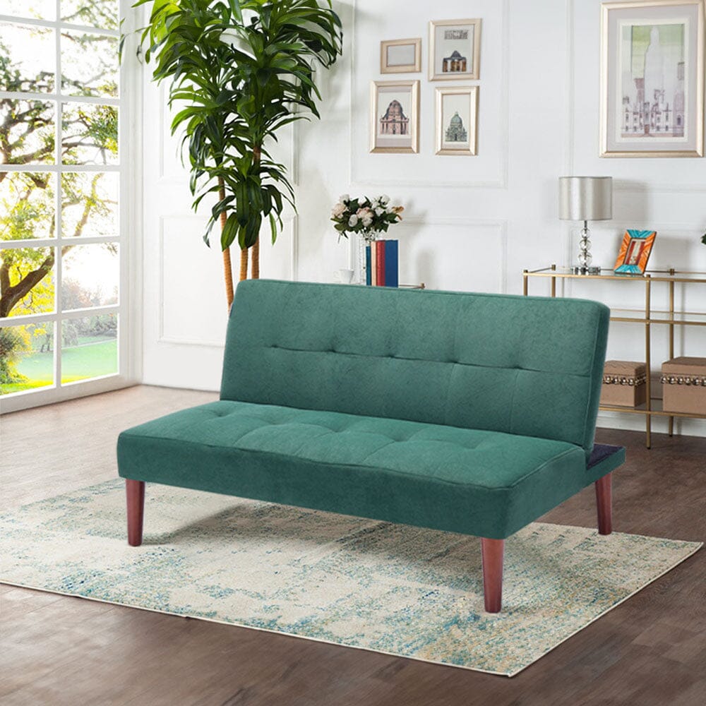 Small Modern 2-Seater Padded Convertible Sofa Bed with Wooden Legs Sofa Beds Living and Home 