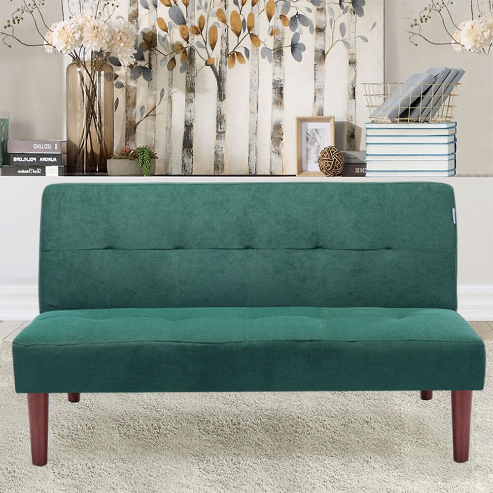 Small Modern 2-Seater Padded Convertible Sofa Bed with Wooden Legs Sofa Beds Living and Home 
